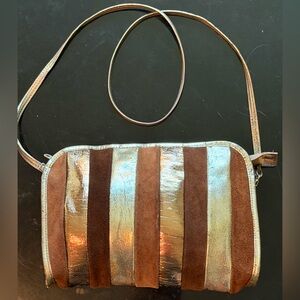 True Vintage Brown and Gold Women's Crossbody Bag Made in Italy